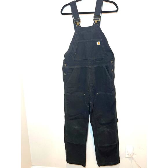 Carhartt Bib Overalls Double Knee Mens Size M Short 100% Cotton Adjustable Strap - Picture 1 of 7